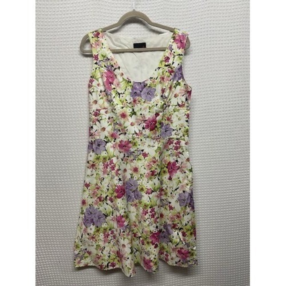 VTG Scarlett Multicolor Floral Sleeveles Cottagecore A-Line Mini Dress Women 7/8